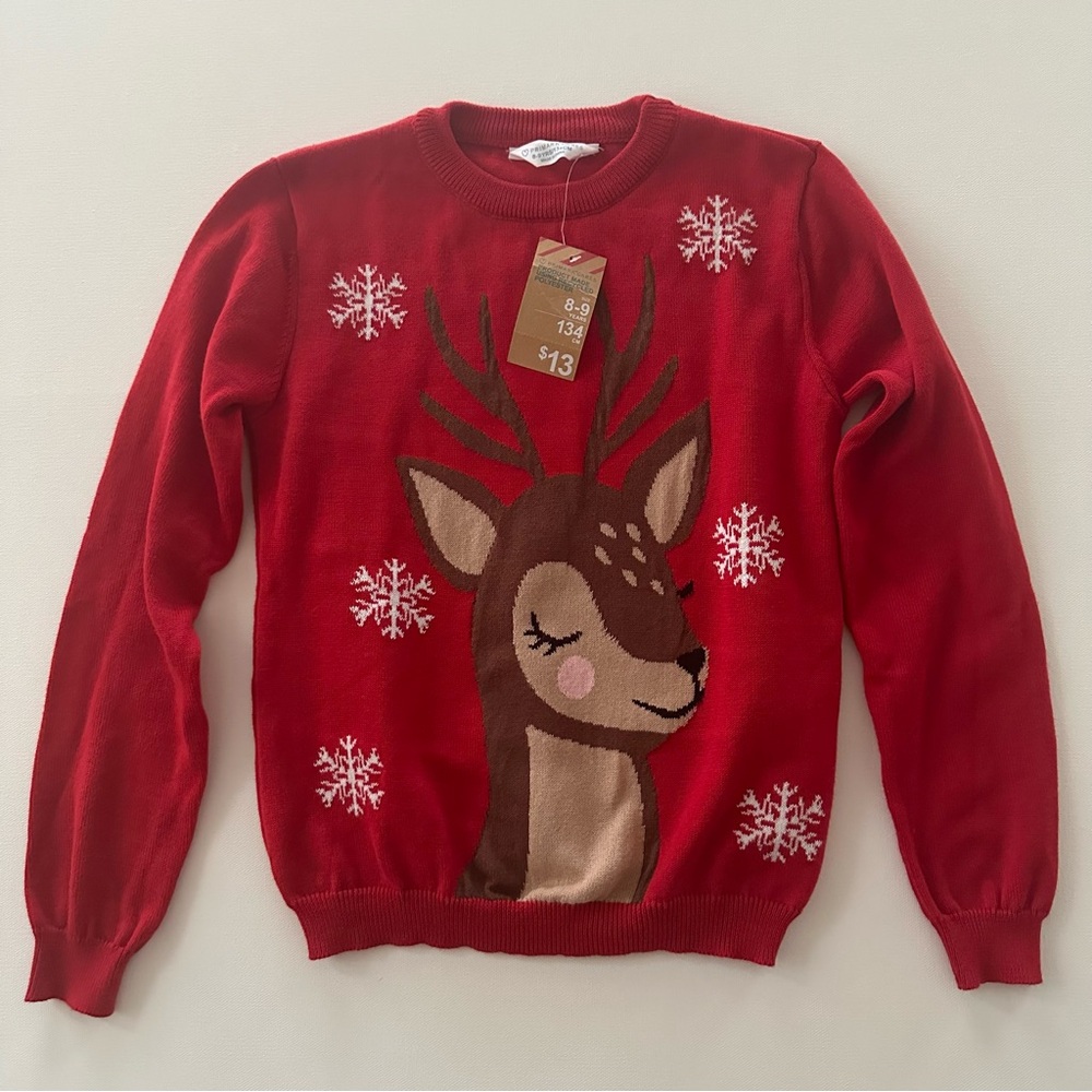 Primark Boys 8-9 Holiday Christmas Reindeer Sweater NWT